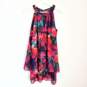 Eliza J Navy Floral Tiered Dress Size 2